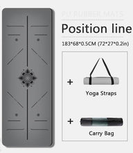 Load image into Gallery viewer, PU Natural Rubber Non-Slip Yoga Mat (With Strap and Carry Bag)
