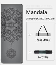 Load image into Gallery viewer, PU Natural Rubber Non-Slip Yoga Mat (With Strap and Carry Bag)
