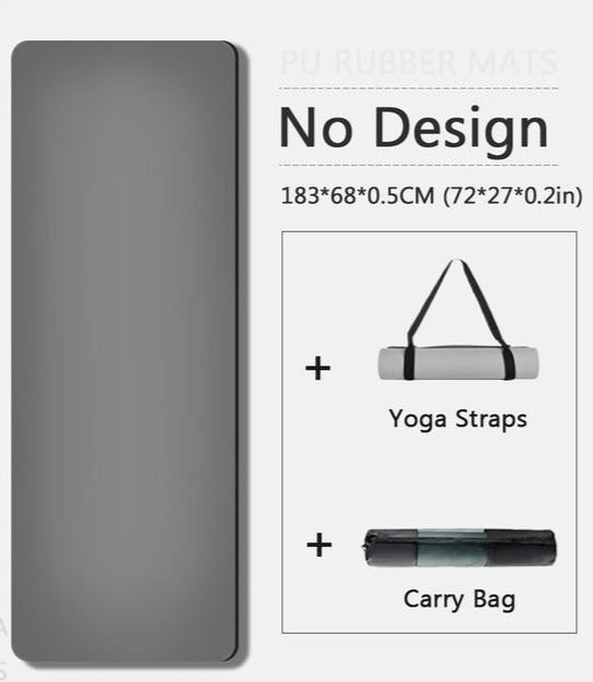 PU Natural Rubber Non-Slip Yoga Mat (With Strap and Carry Bag)