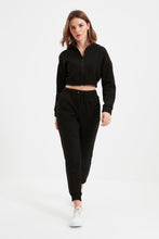 Load image into Gallery viewer, Black Knitted Tracksuit Set
